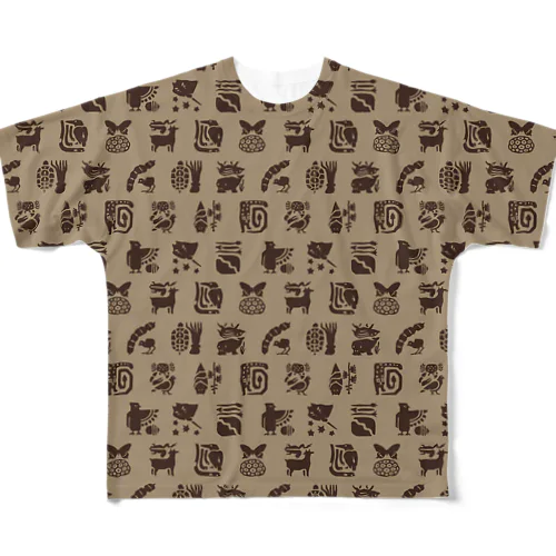 CFしまのなかま小紋　モカチョコ（ココア寄り） フルグラフィックTシャツ