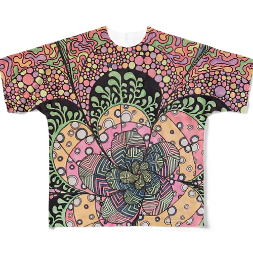 サイケデリックフラワー All-Over Print T-Shirt