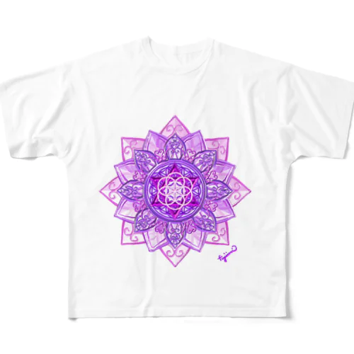 宇宙曼荼羅フラワーオブライフ・六芒星 All-Over Print T-Shirt
