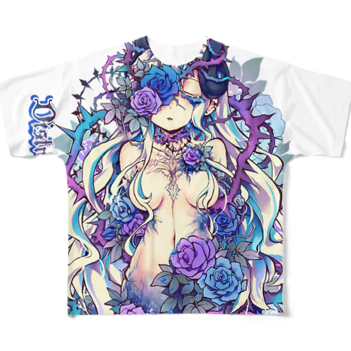 Distress Rose - D フルグラフィックTシャツ