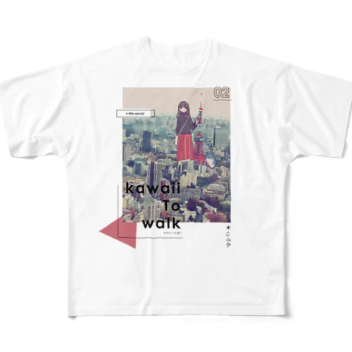 kawaii to walk フルグラフィックTシャツ