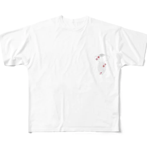 逆扇 桜白 フルグラフィックTシャツ