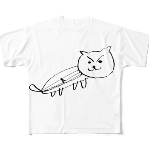 ハムチ犬 2 線画(黒) フルグラフィックTシャツ