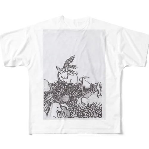 rabbit フルグラフィックTシャツ