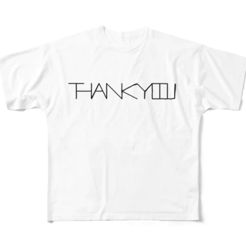 サンキュー（黒文字） フルグラフィックTシャツ