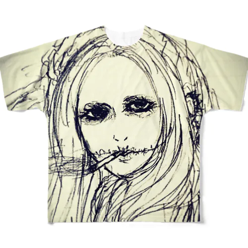 タバコ女ゾンビシングル All-Over Print T-Shirt