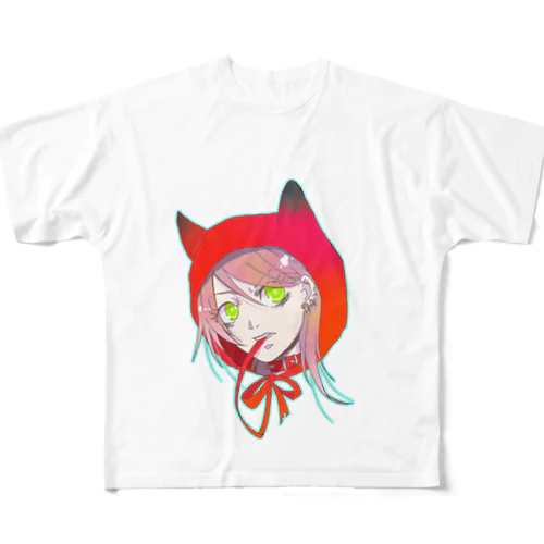 オオカミフードの赤ずきんちゃん All-Over Print T-Shirt