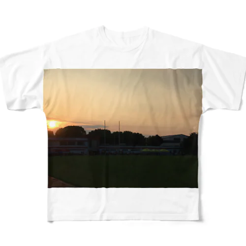 ラグビー場の夕焼け フルグラフィックTシャツ