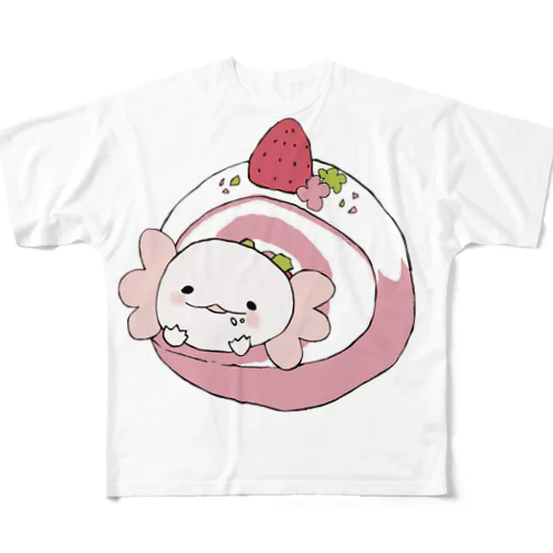 ロールケーキなうぱぱちゃん All-Over Print T-Shirt