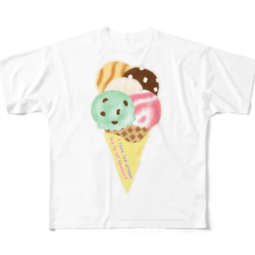 親子コーデ　アイスブーケ・チョコミント All-Over Print T-Shirt