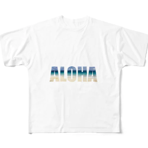 ALOHA × ビーチ＠ハワイ All-Over Print T-Shirt