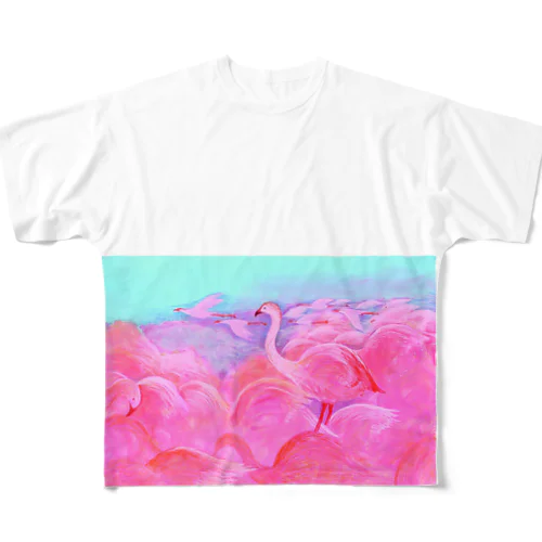 flamingo cloud フルグラフィックTシャツ