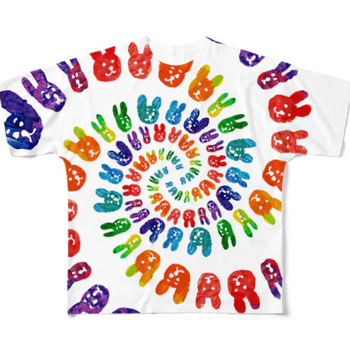 虹色ぐるぐるラビット All-Over Print T-Shirt