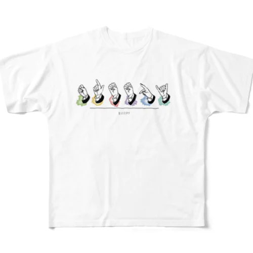 春は眠たい フルグラフィックTシャツ