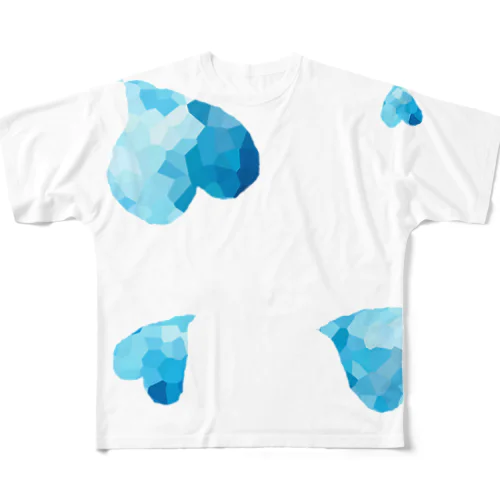 ハートブルー All-Over Print T-Shirt