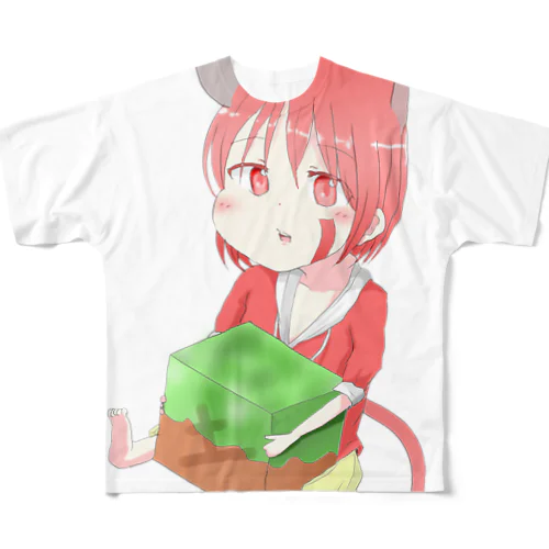 シロネコ(土) フルグラフィックTシャツ