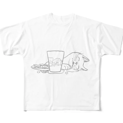 へべれけ猫 フルグラフィックTシャツ