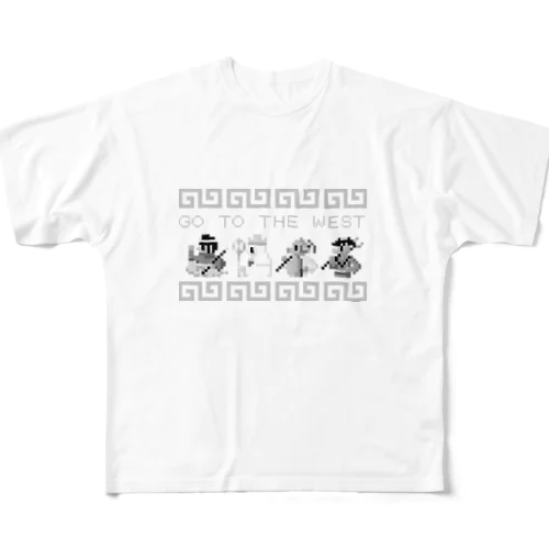 【モノクロFC風】GO TO THE WEST【ドット絵 】  All-Over Print T-Shirt