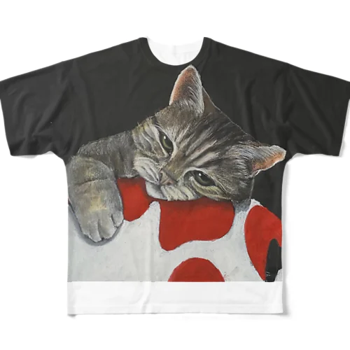 猫と錦鯉 All-Over Print T-Shirt