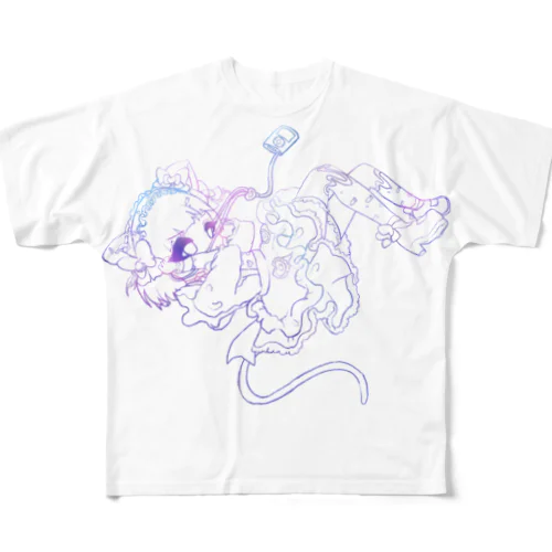 電子の海🐬線画ver All-Over Print T-Shirt