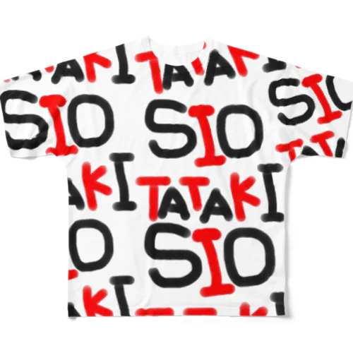 SIOTATAKI赤黒 フルグラフィックTシャツ