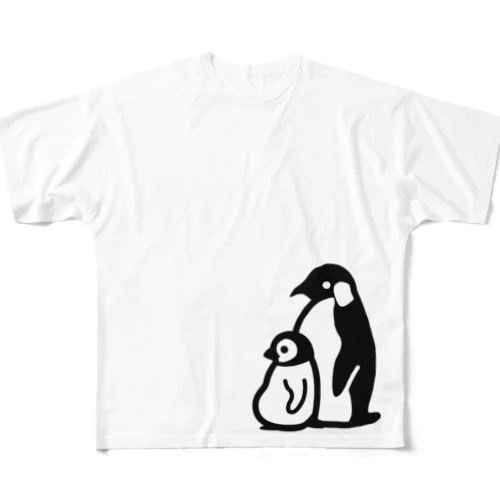 ぺんぎんのおやこ（黒） All-Over Print T-Shirt