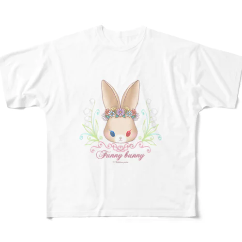 Funny bunny×花冠 フルグラフィックTシャツ