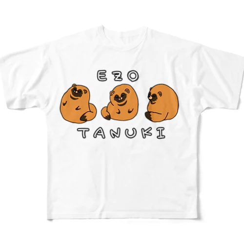 もこもこエゾタヌキ All-Over Print T-Shirt