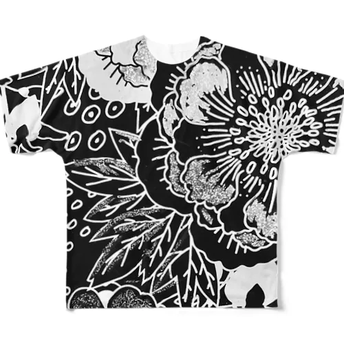 Wish_Your_Happiness.和桜(モノクロ) All-Over Print T-Shirt