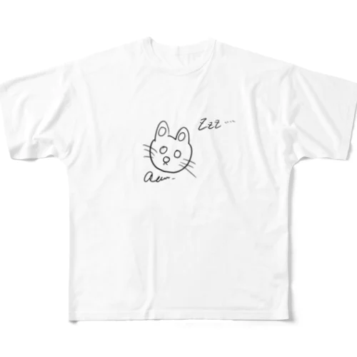 眠る猫 All-Over Print T-Shirt