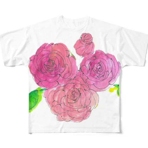薔薇の花 フルグラフィックTシャツ