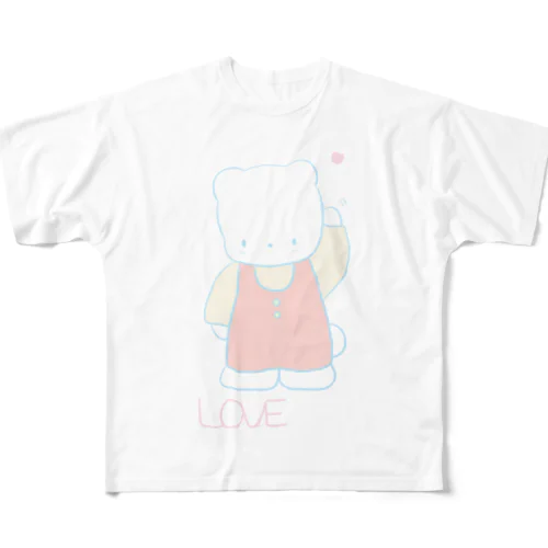 レトロLOVEくま All-Over Print T-Shirt