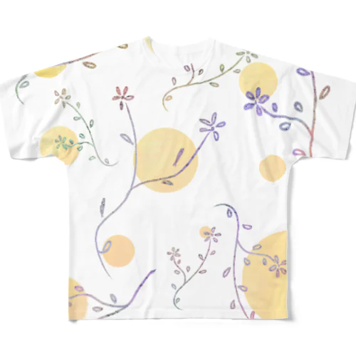 パステルカラー草花 フルグラフィックTシャツ