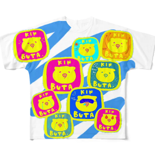 2000円引き 金ぶた ワッペン風味 All-Over Print T-Shirt