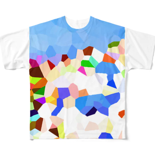 サントリーニ島・イアの青い屋根 All-Over Print T-Shirt