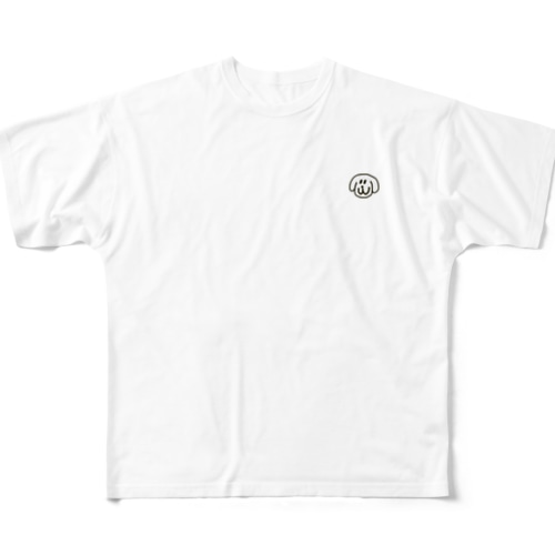 白い犬の All-Over Print T-Shirt