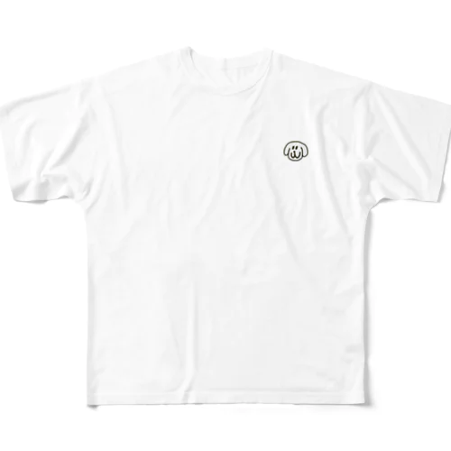 白い犬の All-Over Print T-Shirt