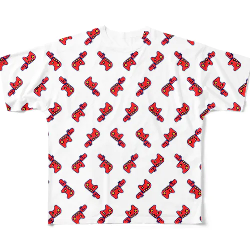 Small Akabeko Repeat 赤べこもっといっぱい All-Over Print T-Shirt