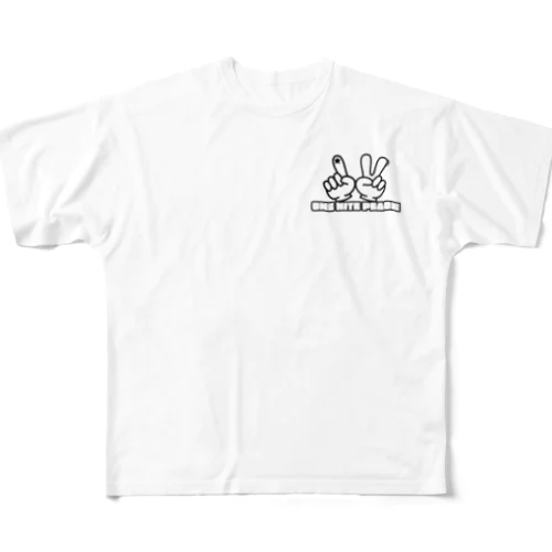 ONE NITE  PEACE 指ロゴ フルグラフィックTシャツ