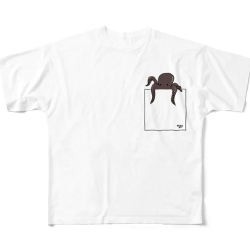 タコさんTシャツ　釣り人 All-Over Print T-Shirt