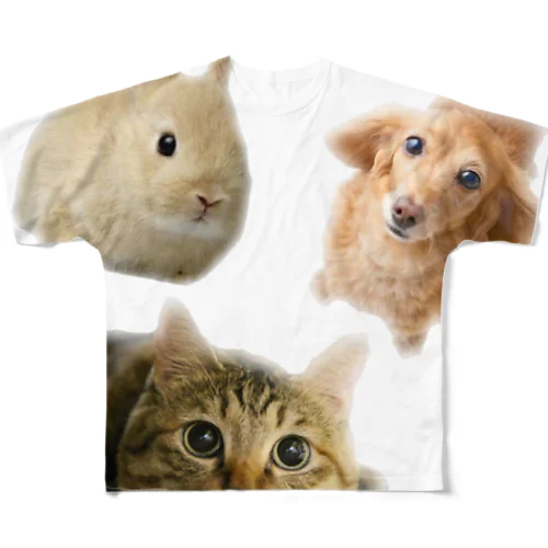 犬と猫とうさぎ好きな人のためのグッズ All-Over Print T-Shirt