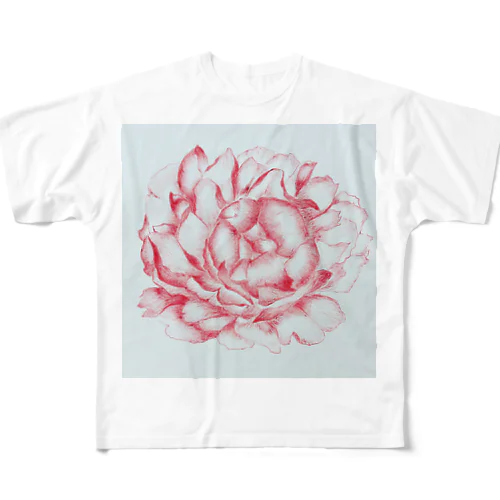 芍薬 peony フルグラフィックTシャツ