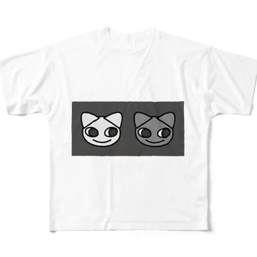 TwoCats_GREY フルグラフィックTシャツ