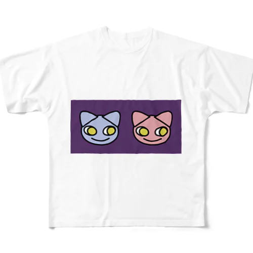 TwoCats_PURPLE フルグラフィックTシャツ