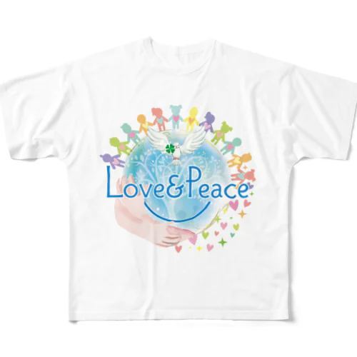 Love＆Peaceキッズ用ロゴ フルグラフィックTシャツ