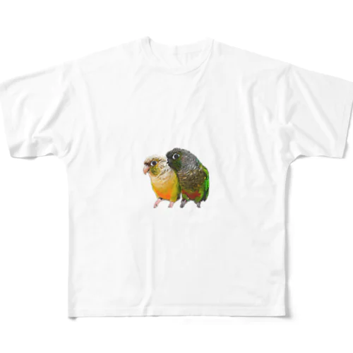 ウロコインコのよもちゃん&らむちゃん☆ フルグラフィックTシャツ