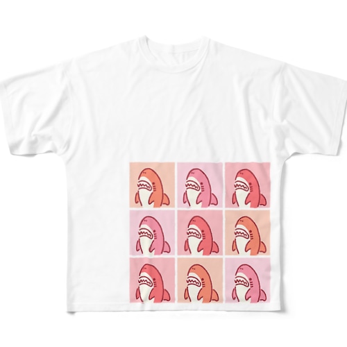 9匹のサメピンク All-Over Print T-Shirt