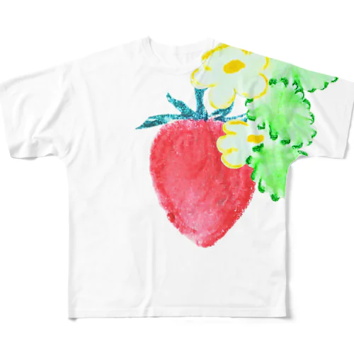 苺 natural All-Over Print T-Shirt