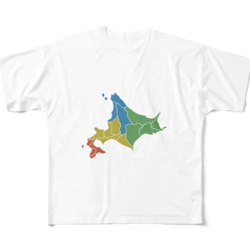 北海道区分地図 フルグラフィックTシャツ