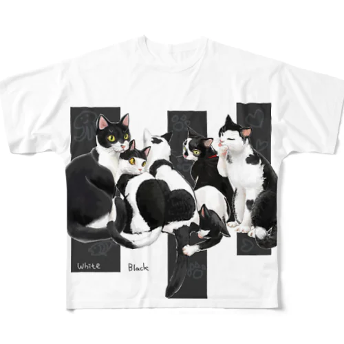 白黒つかないニャン All-Over Print T-Shirt